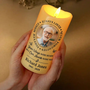 Custom Photo Memorial Always Loved Never Forgotten - Personalized Flameless LED Candle