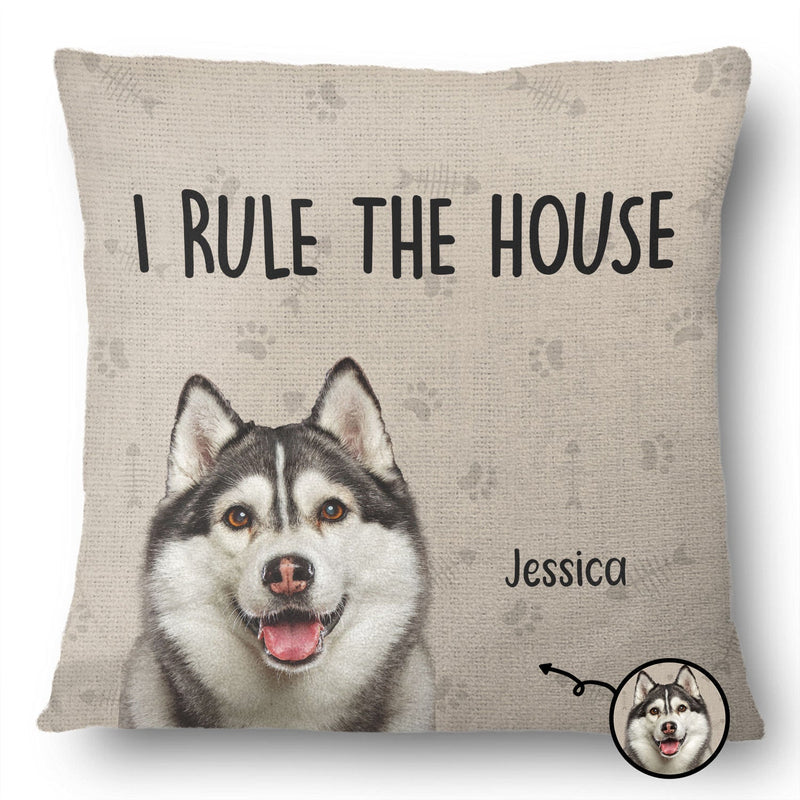 Custom Photo Pet We Rule The House - Gift For Pet Lovers - Personalized Pillow Christmas Gift For Dog Lovers Cat Lovers