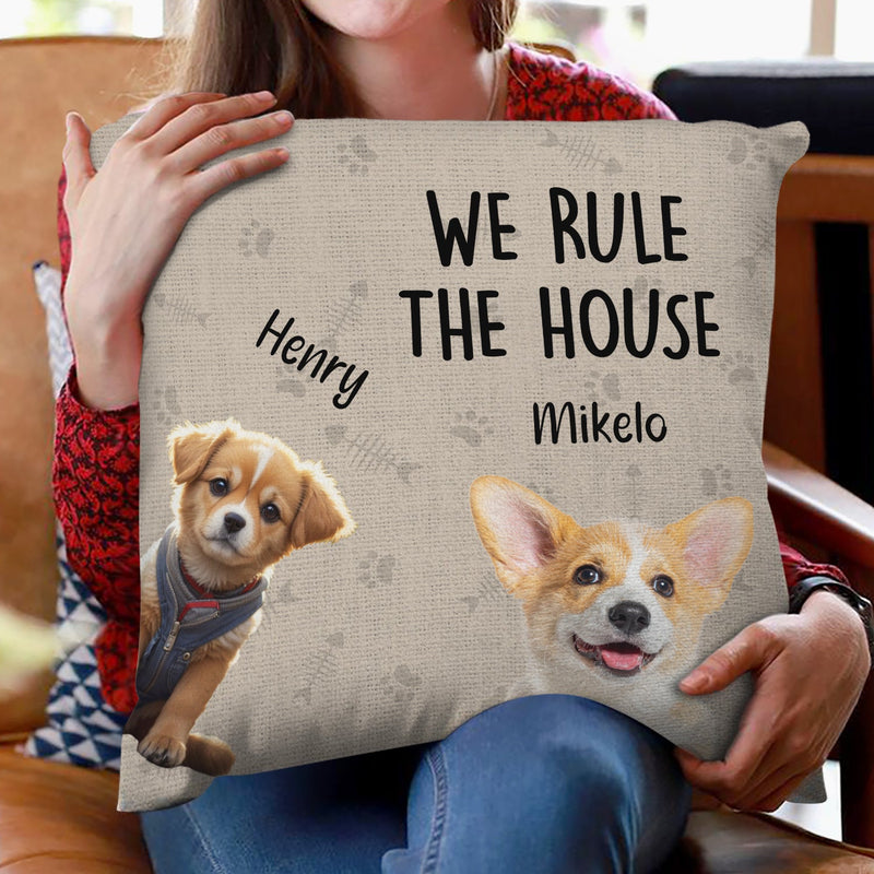 Custom Photo Pet We Rule The House - Gift For Pet Lovers - Personalized Pillow Christmas Gift For Dog Lovers Cat Lovers