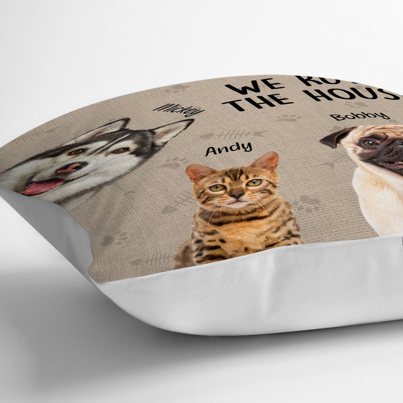 Custom Photo Pet We Rule The House - Gift For Pet Lovers - Personalized Pillow Christmas Gift For Dog Lovers Cat Lovers