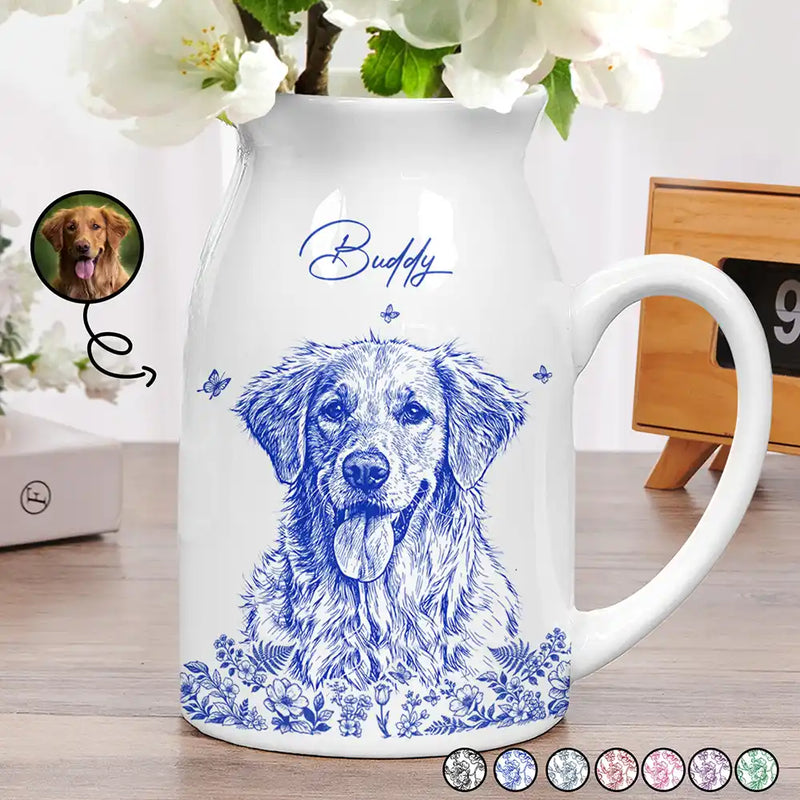 Custom Photo Pencil Sketch Art Loving Couple Family Pet - Personalized Ceramic Flower Vase TG308-CLA2560-Mockupdef.jpg