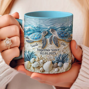 Sea Turtle Couple Accent Mug Personalized Forever By The Sea
