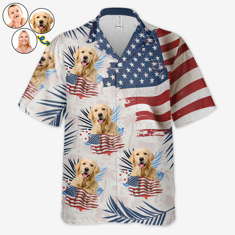 Custom Photo Summer Is A State Of Mind - Dog & Cat Personalized Custom Unisex Patriotic Tropical Hawaiian Aloha Shirt - Independence Day, 4th Of July, Summer Vacation Gift, Gift For Pet Owners, Pet Lo
