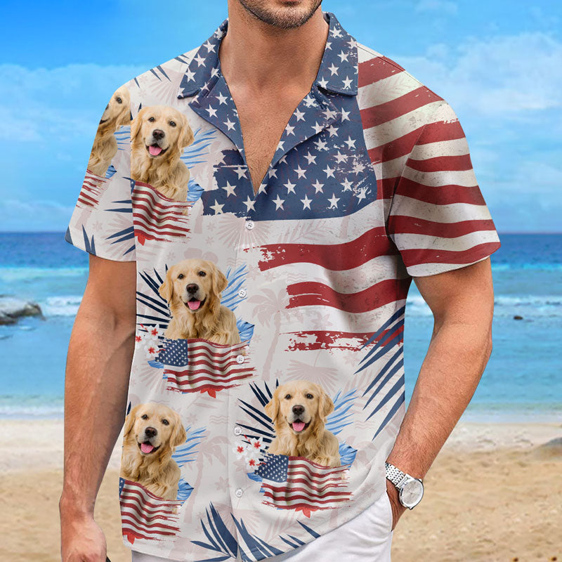 Custom Photo Summer Is A State Of Mind - Dog & Cat Personalized Custom Unisex Patriotic Tropical Hawaiian Aloha Shirt - Independence Day, 4th Of July, Summer Vacation Gift, Gift For Pet Owners, Pet Lo