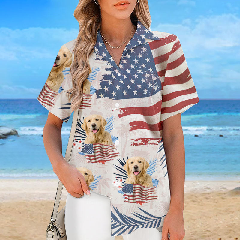 Custom Photo Summer Is A State Of Mind - Dog & Cat Personalized Custom Unisex Patriotic Tropical Hawaiian Aloha Shirt - Independence Day, 4th Of July, Summer Vacation Gift, Gift For Pet Owners, Pet Lo