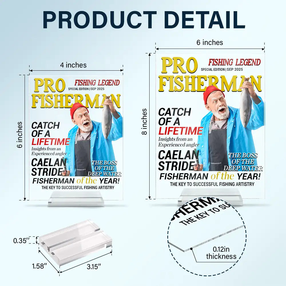 Custom Photo Fisherman Of The Year - Personalized Vertical Rectangle Acrylic Plaque