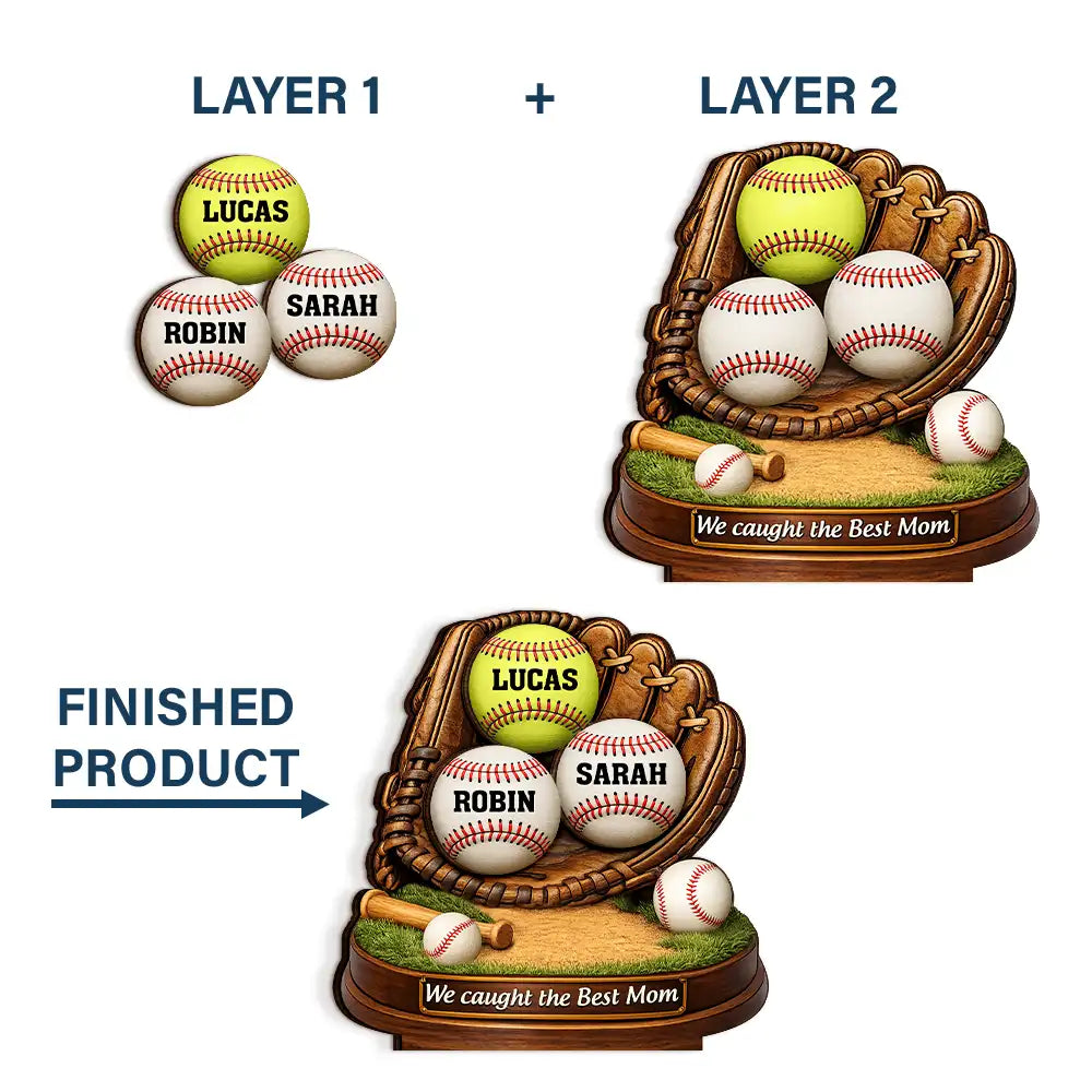 We Caught The Best Dad Mom - Personalized Baseball Wooden Plaque