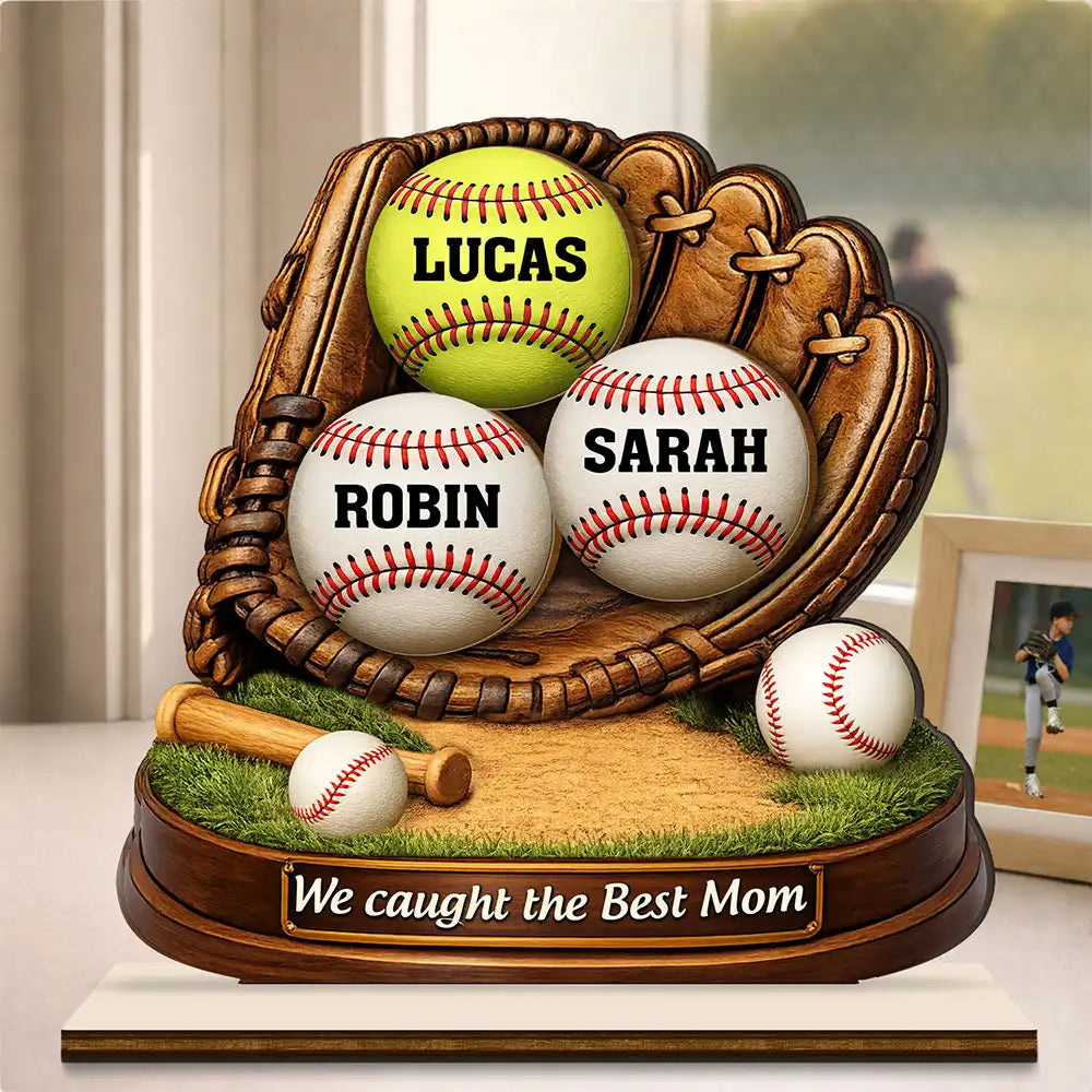 We Caught The Best Dad Mom - Personalized Baseball Wooden Plaque