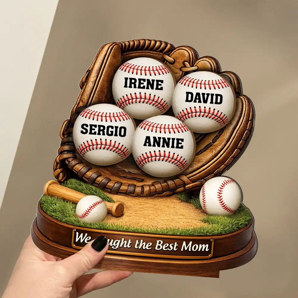 We Caught The Best Dad Mom - Personalized Baseball Wooden Plaque