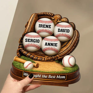 We Caught The Best Dad Mom - Personalized Baseball Wooden Plaque
