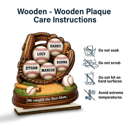 We Caught The Best Dad Mom - Personalized Baseball Wooden Plaque