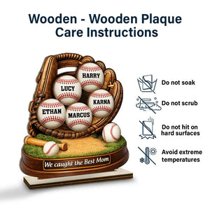 We Caught The Best Dad Mom - Personalized Baseball Wooden Plaque