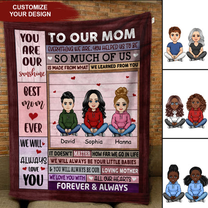 To My Mom Pink Pretty Mother & Daughter - Personalize Blanket - Mother's Day, Gift For Mother