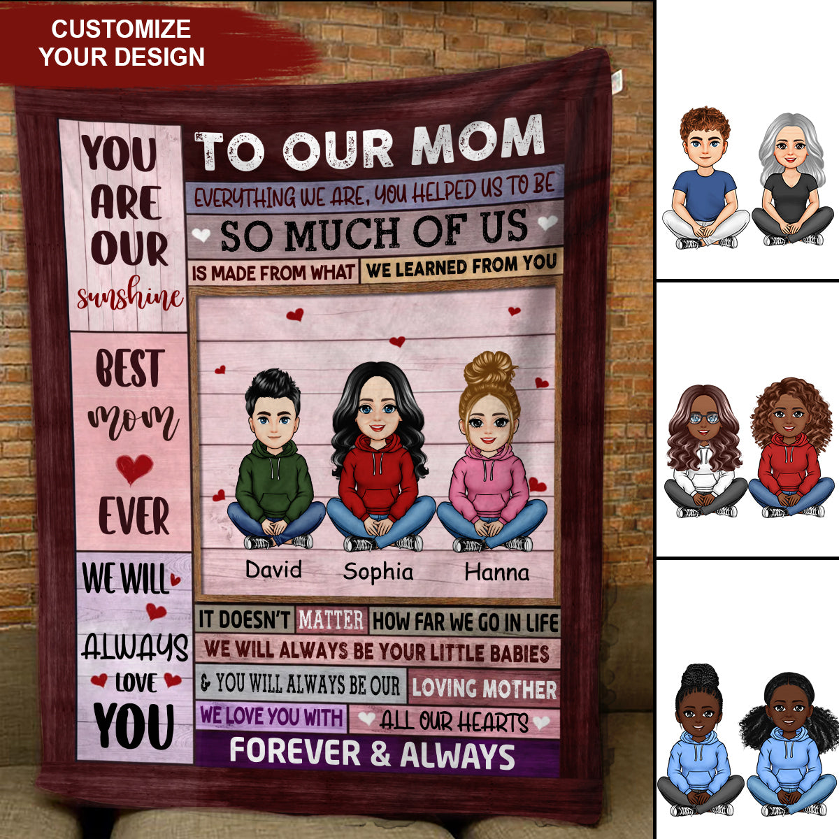 To My Mom Pink Pretty Mother & Daughter - Personalize Blanket - Mother's Day, Gift For Mother