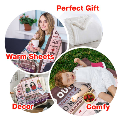 To My Mom Pink Pretty Mother & Daughter - Personalize Blanket - Mother's Day, Gift For Mother
