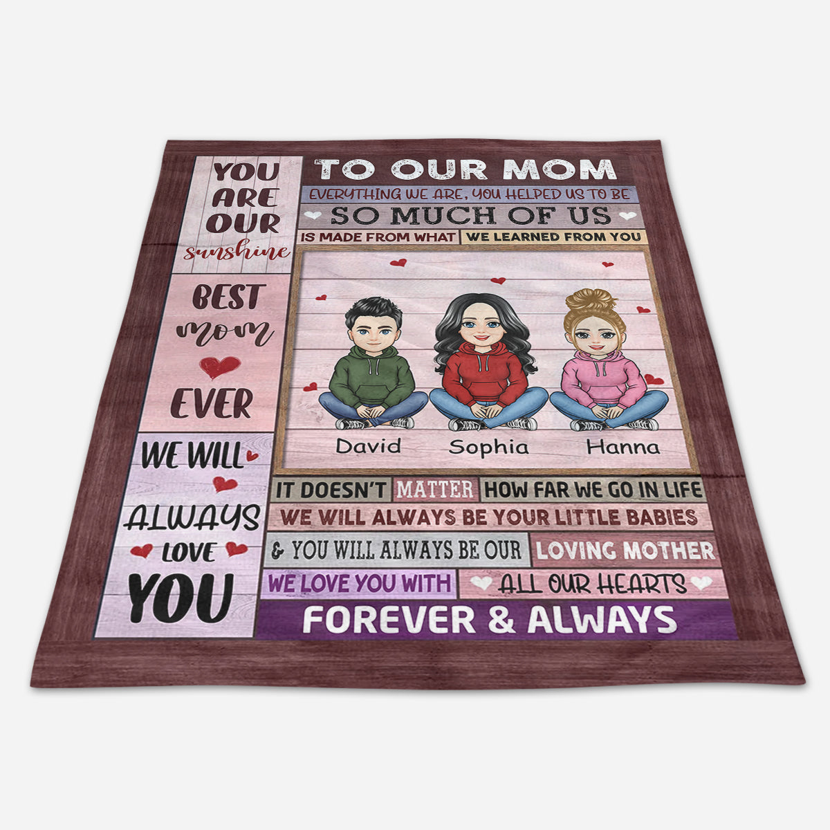 To My Mom Pink Pretty Mother & Daughter - Personalize Blanket - Mother's Day, Gift For Mother