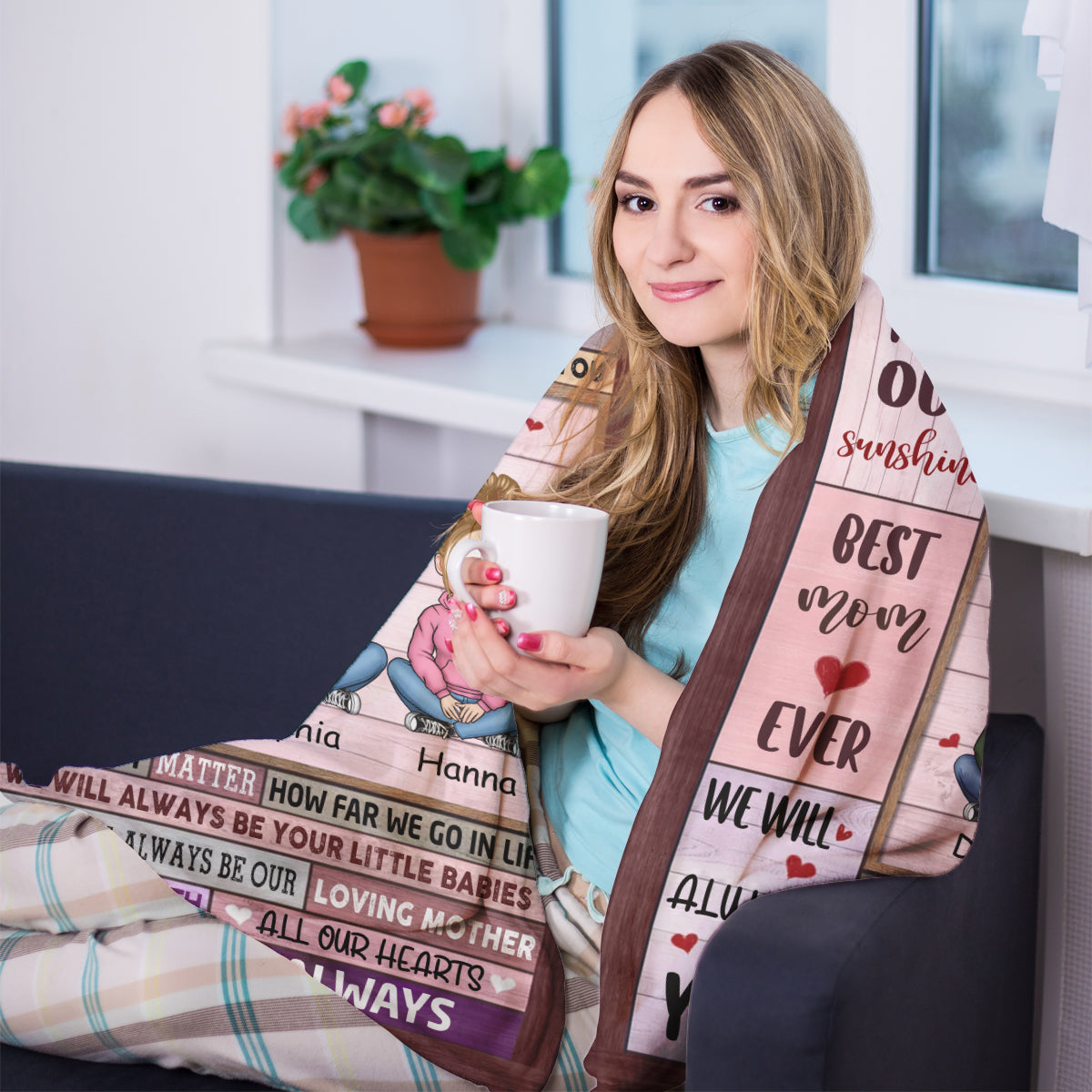 To My Mom Pink Pretty Mother & Daughter - Personalize Blanket - Mother's Day, Gift For Mother