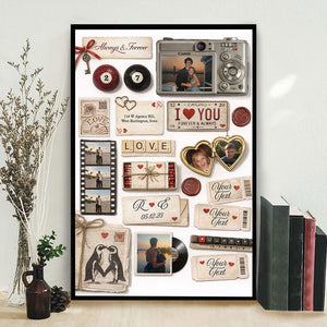 Custom Couple Matchbook Romantic Love Collage - Personalized Poster Canvas - Sentimental Gift for him, for her