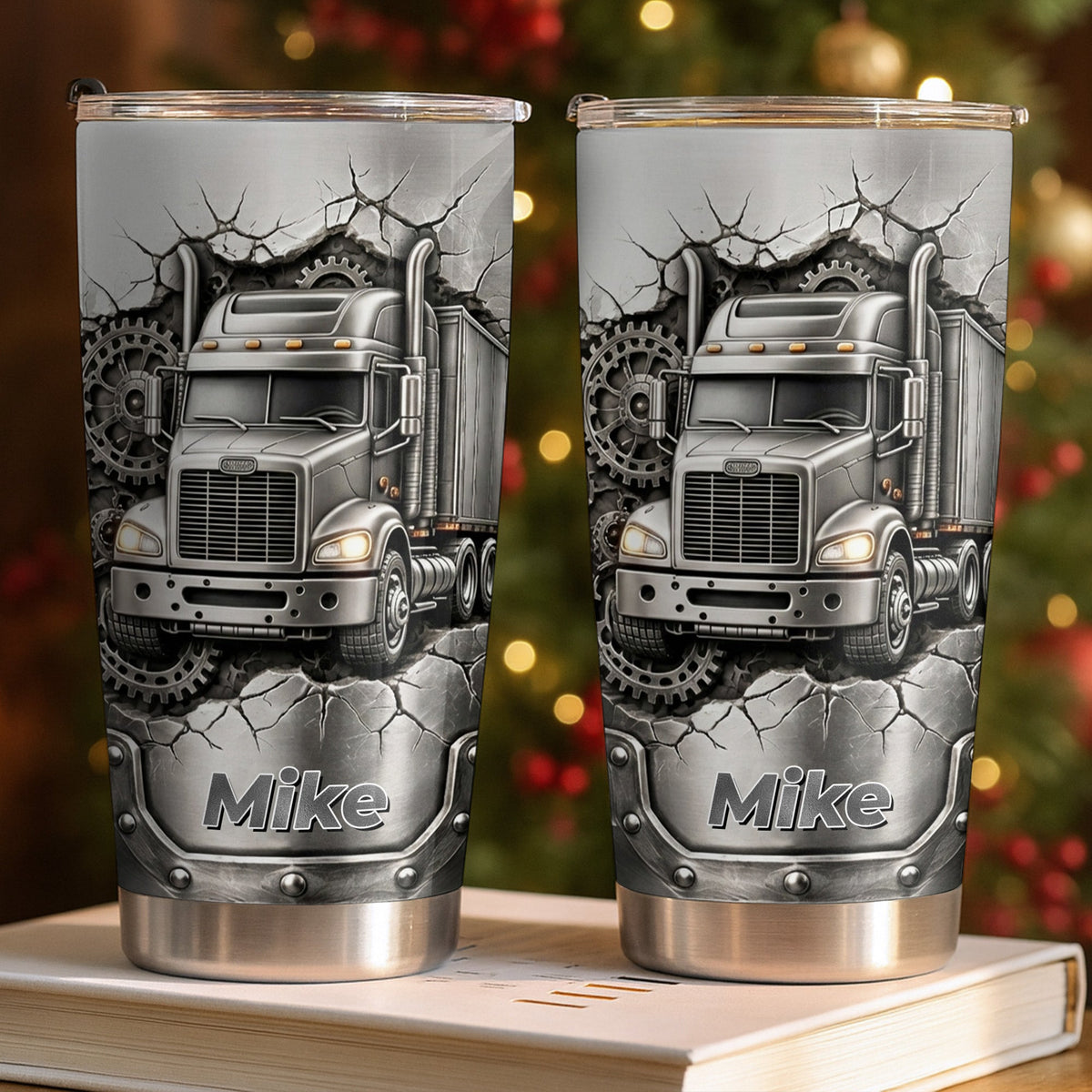 Rugged Truck With Gears, Personalized Tumbler, Gift For Truck Drivers