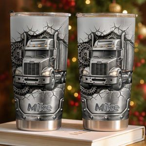Rugged Truck With Gears, Personalized Tumbler, Gift For Truck Drivers