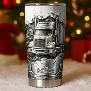 Rugged Truck With Gears, Personalized Tumbler, Gift For Truck Drivers