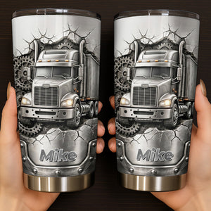 Rugged Truck With Gears, Personalized Tumbler, Gift For Truck Drivers
