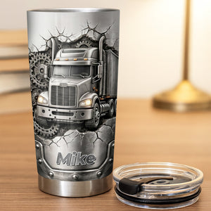 Rugged Truck With Gears, Personalized Tumbler, Gift For Truck Drivers