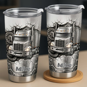 Rugged Truck With Gears, Personalized Tumbler, Gift For Truck Drivers