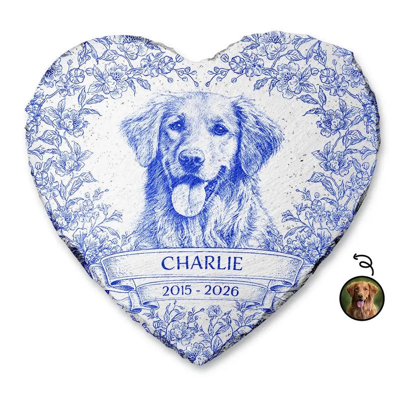 Custom Photo Pencil Sketch Forever Loved Dog Cat Portrait - Personalized Heart Memorial Garden Stone TS1040-CLA2518-MkDefault.jpg