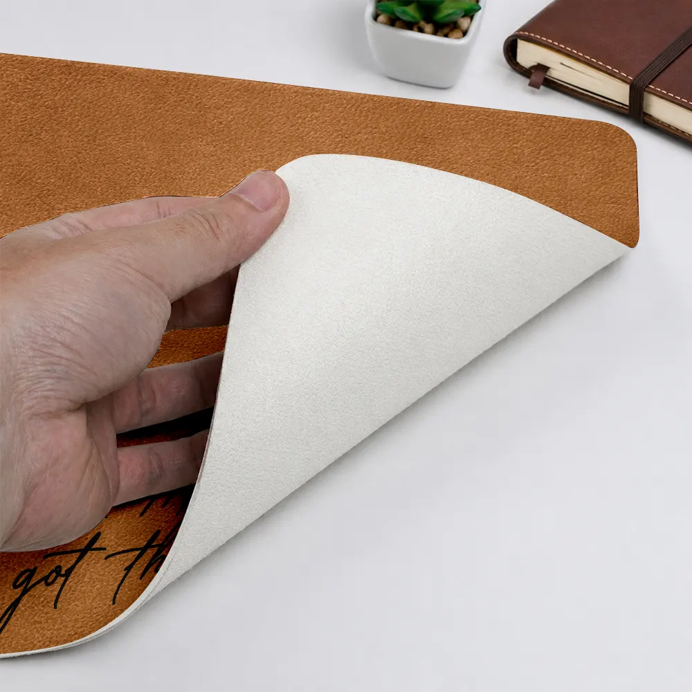 You & Me We Got This Till Our Last Breath - Personalized Pencil Sketch Leather Desk Mat