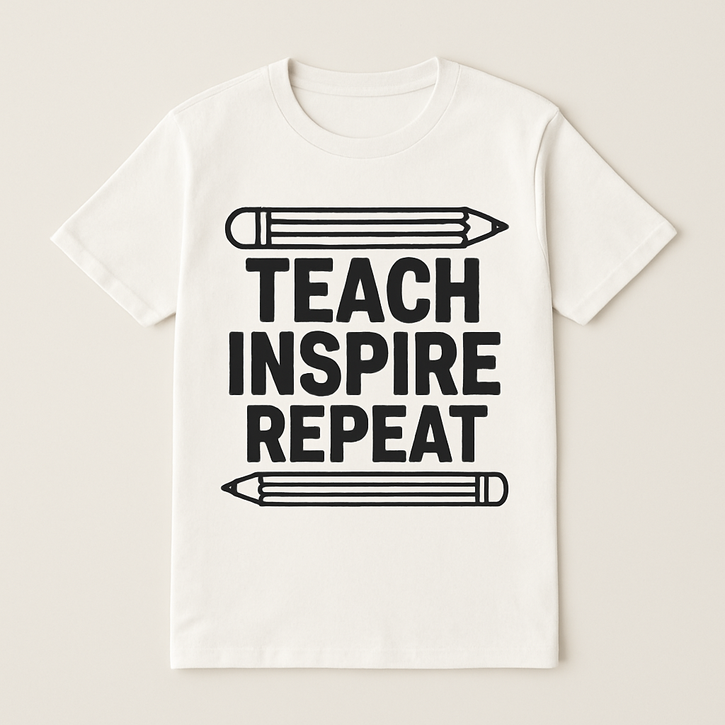 Teach Inspire Repeat Teacher Life T-Shirt – Cute Pencil Graphic, Motivational Gift for Educators, Back to School Teacher Apparel Teacher%20Life%20prompt%2011%20studio%20mockup.png