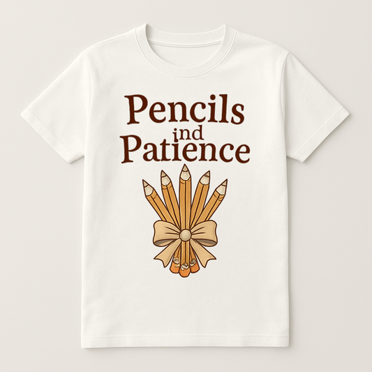 Pencils and Patience Teacher Life T-Shirt – Cute Pencil Bundle Bow Design, Back to School Gift, Teaching Appreciation Shirt Teacher%20Life%20prompt%2013%20studio%20mockup.png
