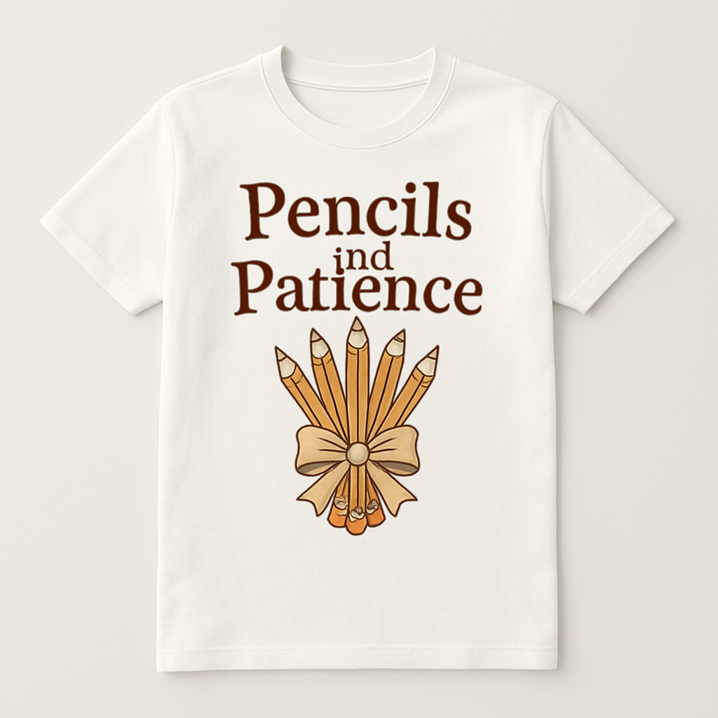 Pencils and Patience Teacher Life T-Shirt – Cute Pencil Bundle Bow Design, Back to School Gift, Teaching Appreciation Shirt Teacher%20Life%20prompt%2013%20studio%20mockup.png