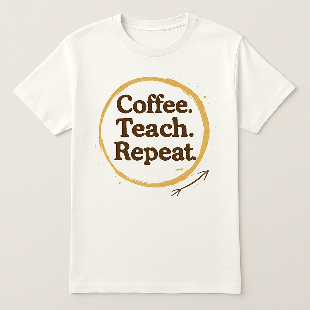 Coffee Teach Repeat Teacher Life T-Shirt – Funny Coffee Stain Graphic Tee, Gift for Teachers, Educator Appreciation Shirt Teacher%20Life%20prompt%2015%20studio%20mockup.png