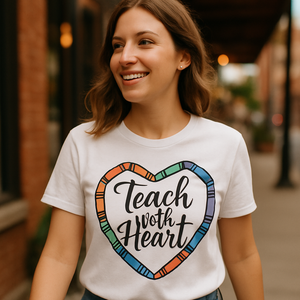 Teach With Heart Teacher Life T-Shirt – Cute Crayon Heart Design, Gift for Educators, School Appreciation, Colorful Teacher Shirt Teacher%20Life%20prompt%2016%20lifestyle%20mockup.png