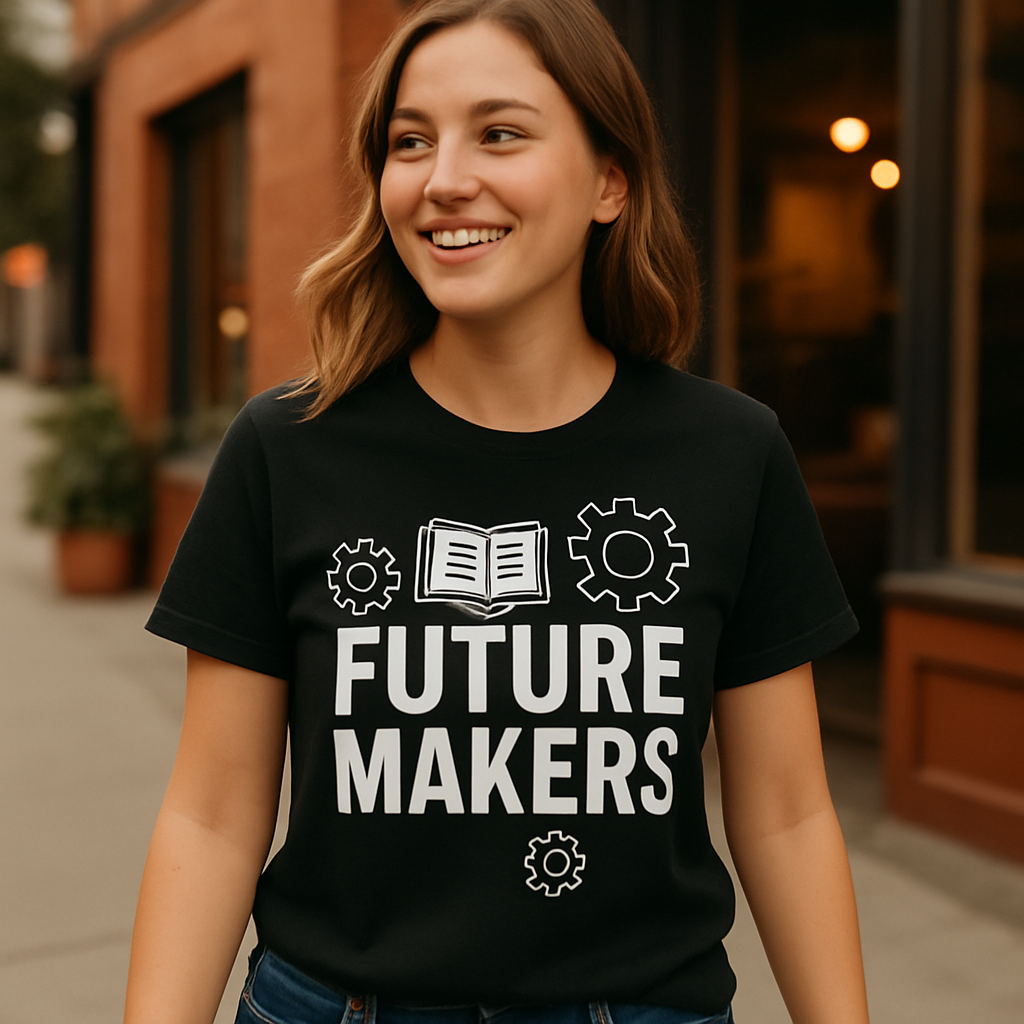 Future Makers Teacher T-Shirt – Inspirational Book & Gear Design, Perfect Gift for Educators, Teacher Life Shirt Teacher%20Life%20prompt%2017%20lifestyle%20mockup.png