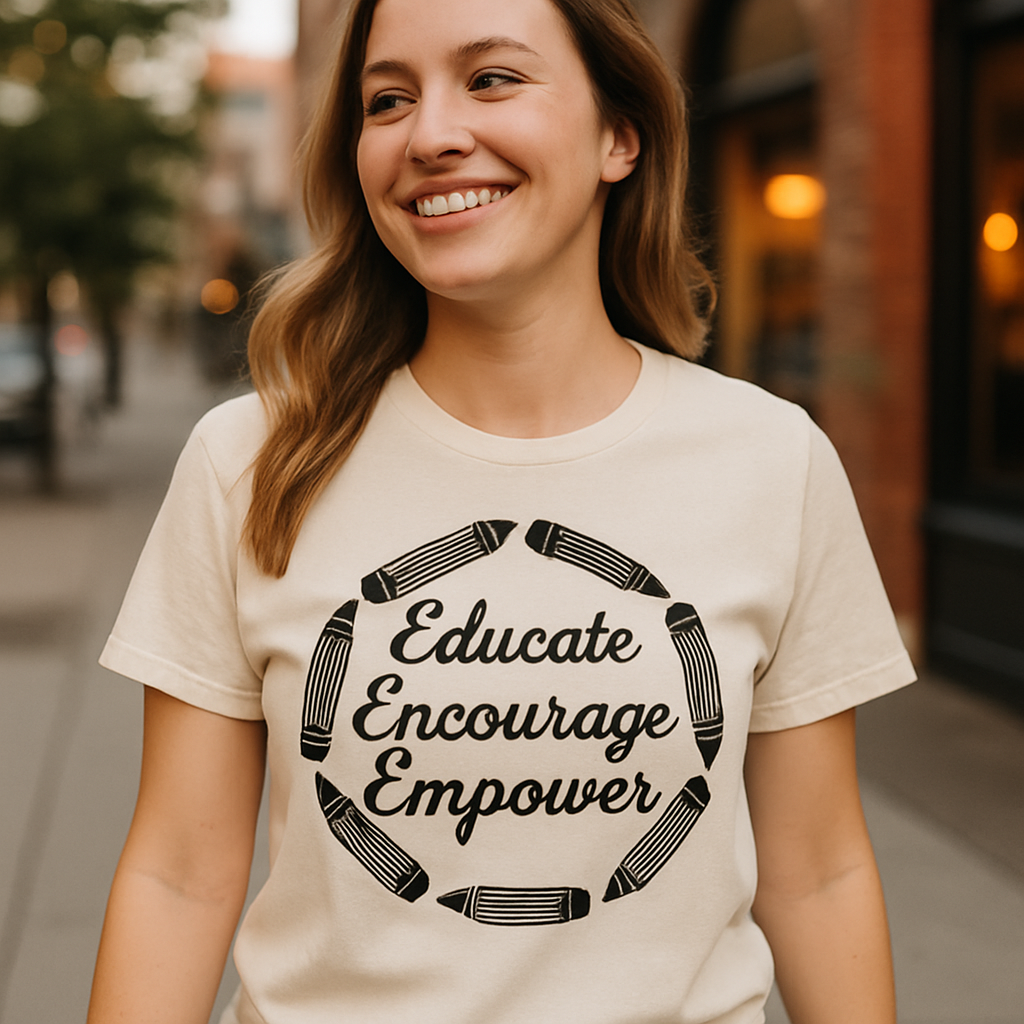Educate Encourage Empower Teacher Shirt – Cute Pencil Graphic Tee for Teachers, Motivational Teacher Life Gift Teacher%20Life%20prompt%2020%20lifestyle%20mockup.png