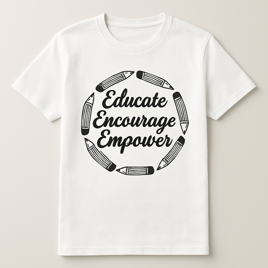 Educate Encourage Empower Teacher Shirt – Cute Pencil Graphic Tee for Teachers, Motivational Teacher Life Gift Teacher%20Life%20prompt%2020%20studio%20mockup.png