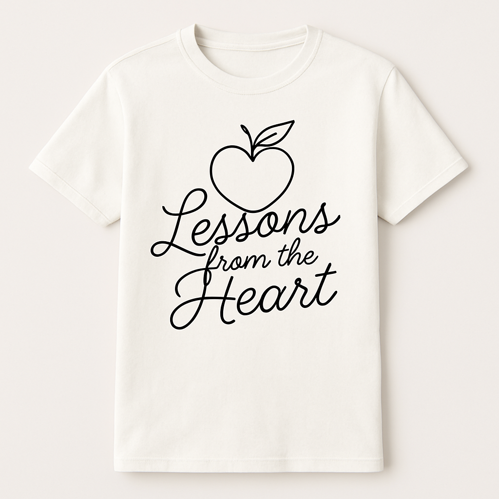 Lessons from the Heart Teacher T-Shirt – Cute Apple Graphic, Gift for Educators, Teacher Appreciation, Inspirational School Tee Teacher%20Life%20prompt%2021%20studio%20mockup.png