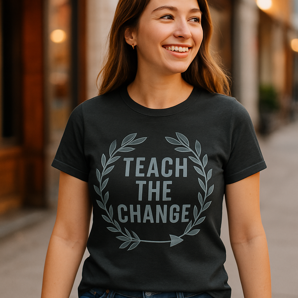Teach the Change Teacher Life T-Shirt – Inspirational Quote Laurel Wreath Graphic Shirt for Educators, Gift for Teachers Teacher%20Life%20prompt%2023%20lifestyle%20mockup.png