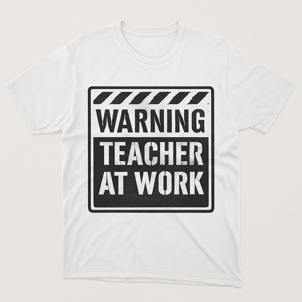 Warning Teacher at Work T-Shirt – Funny Teacher Life Gift, Bold Sign Style Tee for Educators, Back to School Classroom Shirt Teacher%20Life%20prompt%2024%20studio%20mockup.png