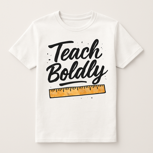 Teach Boldly Teacher Life T-Shirt – Motivational Script with Ruler Graphic, Inspirational Gift for Educators, Back to School Shirt Teacher%20Life%20prompt%2027%20studio%20mockup.png