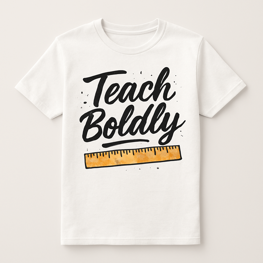 Teach Boldly Teacher Life T-Shirt – Motivational Script with Ruler Graphic, Inspirational Gift for Educators, Back to School Shirt Teacher%20Life%20prompt%2027%20studio%20mockup.png