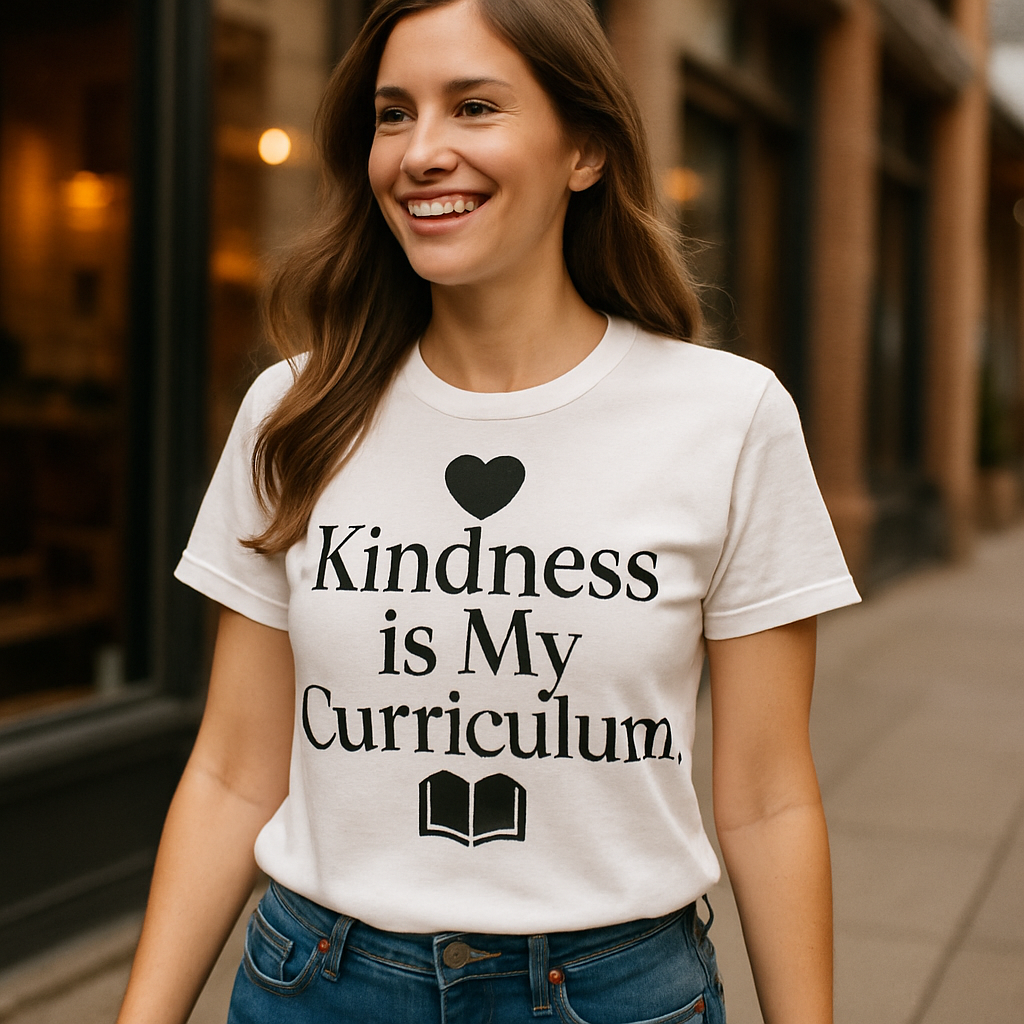 Kindness Is My Curriculum Teacher T-Shirt – Heart & Book Graphic, Inspiring Teacher Life Shirt, Positive Classroom Gift Apparel Teacher%20Life%20prompt%2028%20lifestyle%20mockup.png