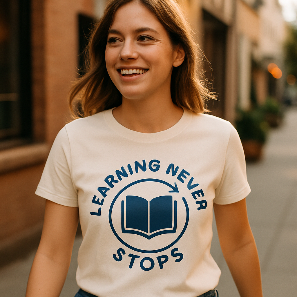 Learning Never Stops Teacher T-Shirt – Inspirational Book Graphic, Motivational Gift for Educators, Teacher Life School Shirt Teacher%20Life%20prompt%2029%20lifestyle%20mockup.png