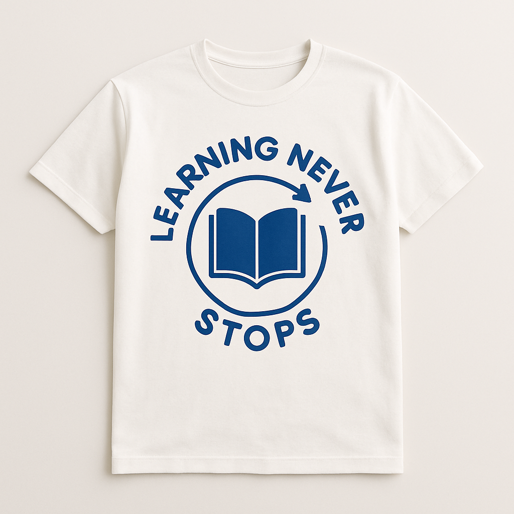 Learning Never Stops Teacher T-Shirt – Inspirational Book Graphic, Motivational Gift for Educators, Teacher Life School Shirt Teacher%20Life%20prompt%2029%20studio%20mockup.png