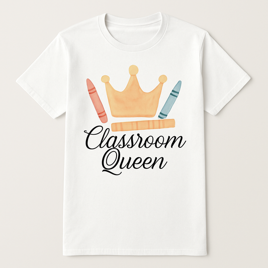 Classroom Queen Teacher T-Shirt – Cute Crown, Crayon & Ruler Design – Perfect Gift for Teacher Appreciation & Back to School Teacher%20Life%20prompt%202%20studio%20mockup.png