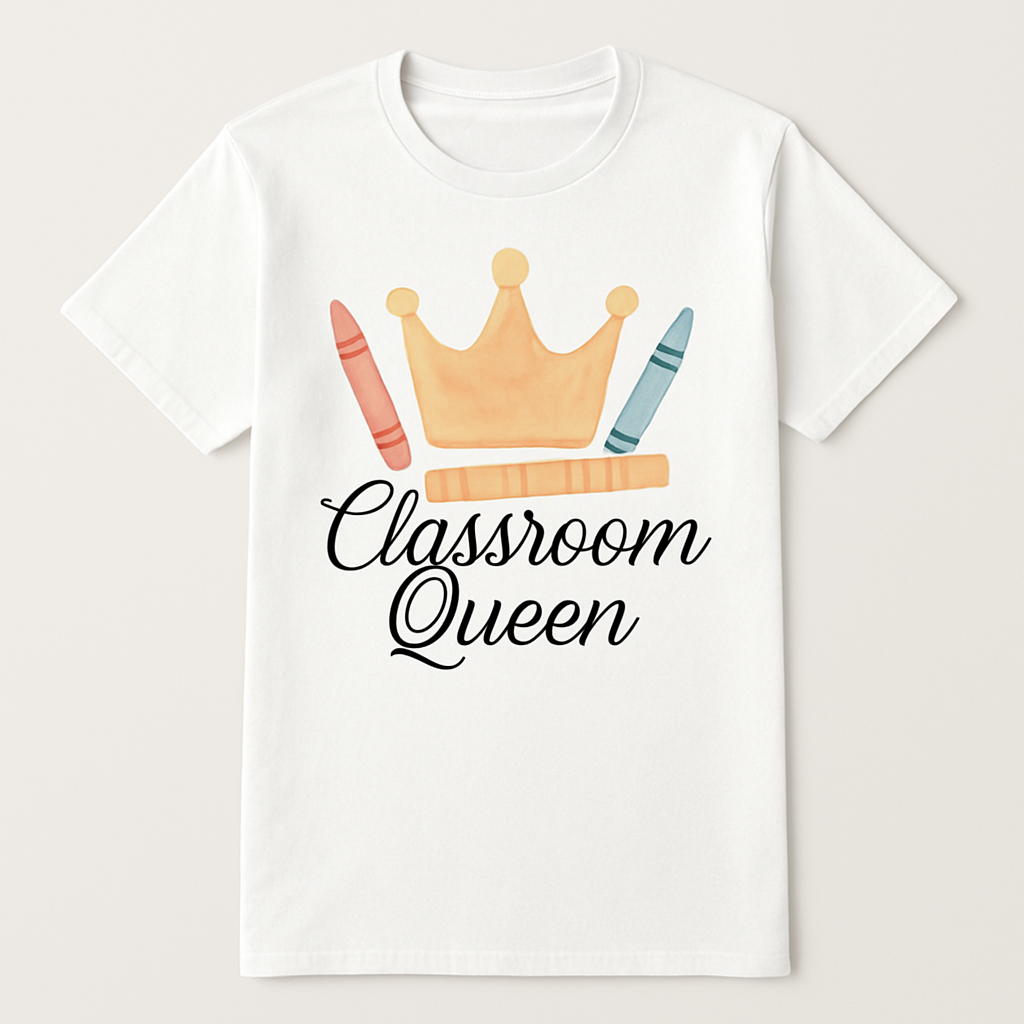 Classroom Queen Teacher T-Shirt – Cute Crown, Crayon & Ruler Design – Perfect Gift for Teacher Appreciation & Back to School Teacher%20Life%20prompt%202%20studio%20mockup.png