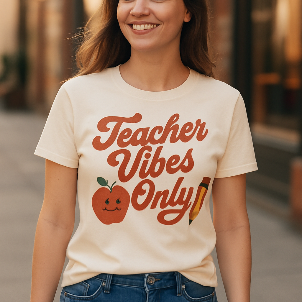 Teacher Vibes Only T-Shirt – Cute Smiling Apple & Pencil Graphic, Fun Teacher Gift, Back to School Teaching Shirt Teacher%20Life%20prompt%2030%20lifestyle%20mockup.png