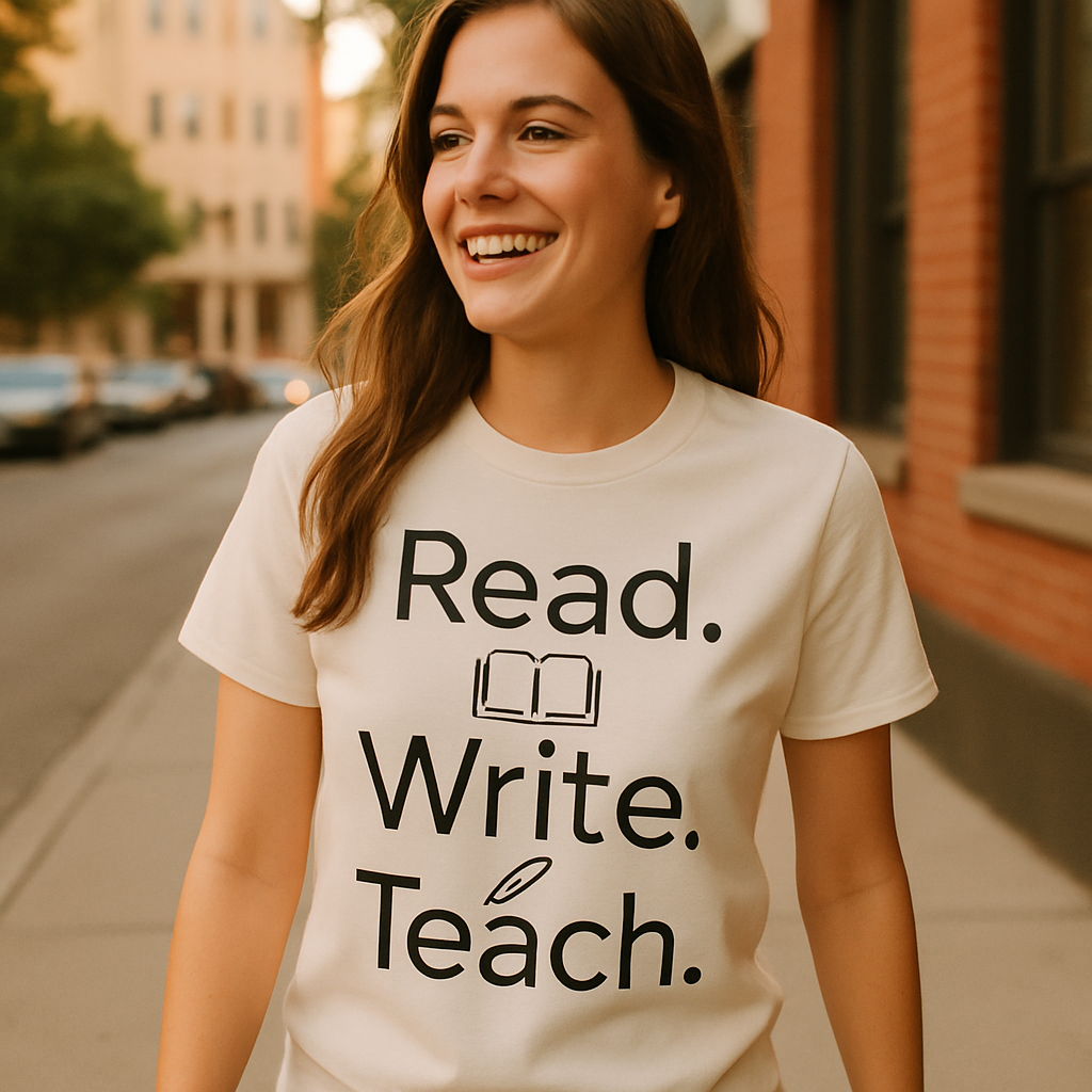 Read Write Teach Teacher Life T-Shirt – Minimalist Back to School Shirt for Educators, Book Lovers, Classroom Appreciation Gift Teacher%20Life%20prompt%2031%20lifestyle%20mockup.png